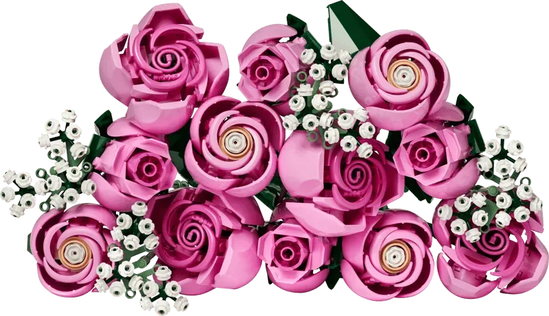 Detailed LEGO pink roses bouquet.