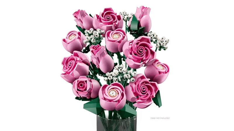 Complete LEGO pink roses bouquet.