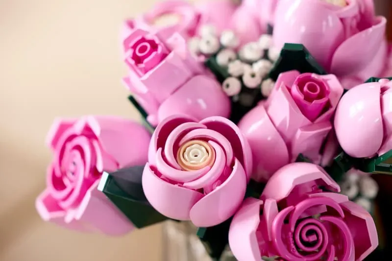 Detailed LEGO rose centers.
