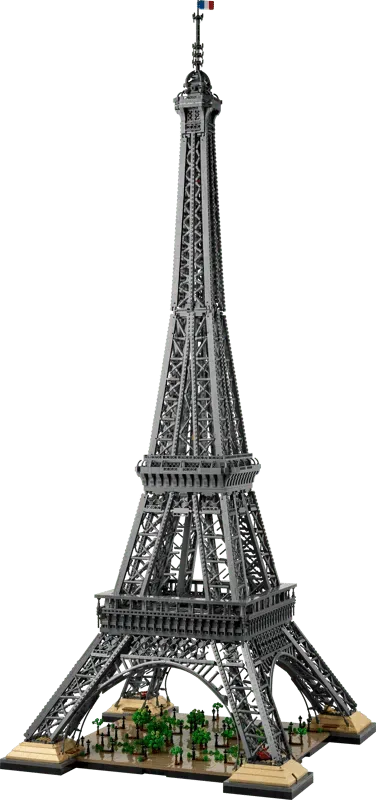 Completed LEGO Eiffel Tower 10307 model.