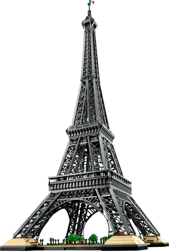 Detailed angle of LEGO Eiffel Tower.