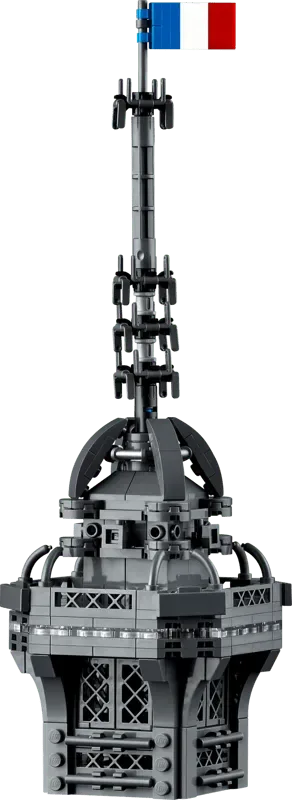 Spire detail of LEGO Eiffel Tower.