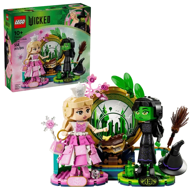 Lego Elphaba & Glinda figures with box.
