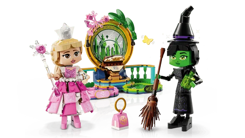 Lego Elphaba & Glinda figures with accessories.