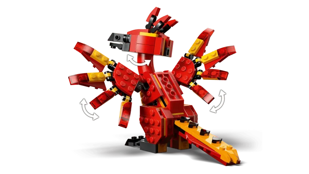 Top-down view of Fawkes, showing wing movement.