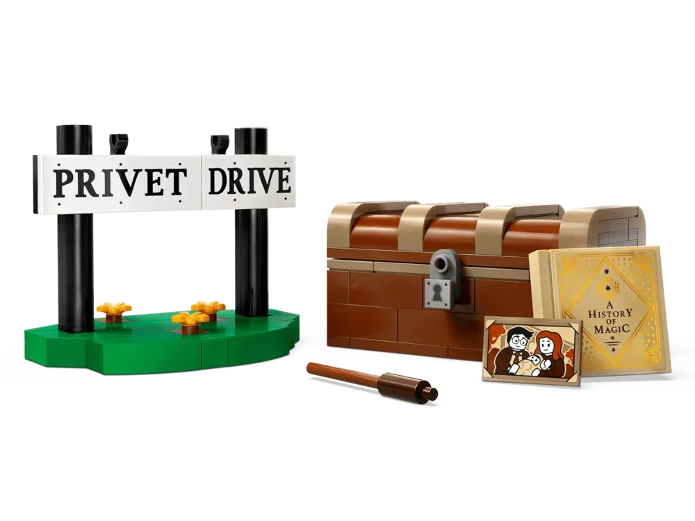 Privet Drive sign and chest.