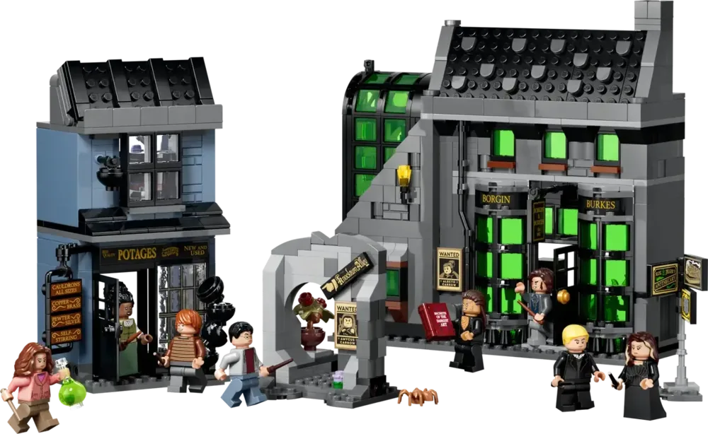 Assembled LEGO 76471 Knockturn Alley.