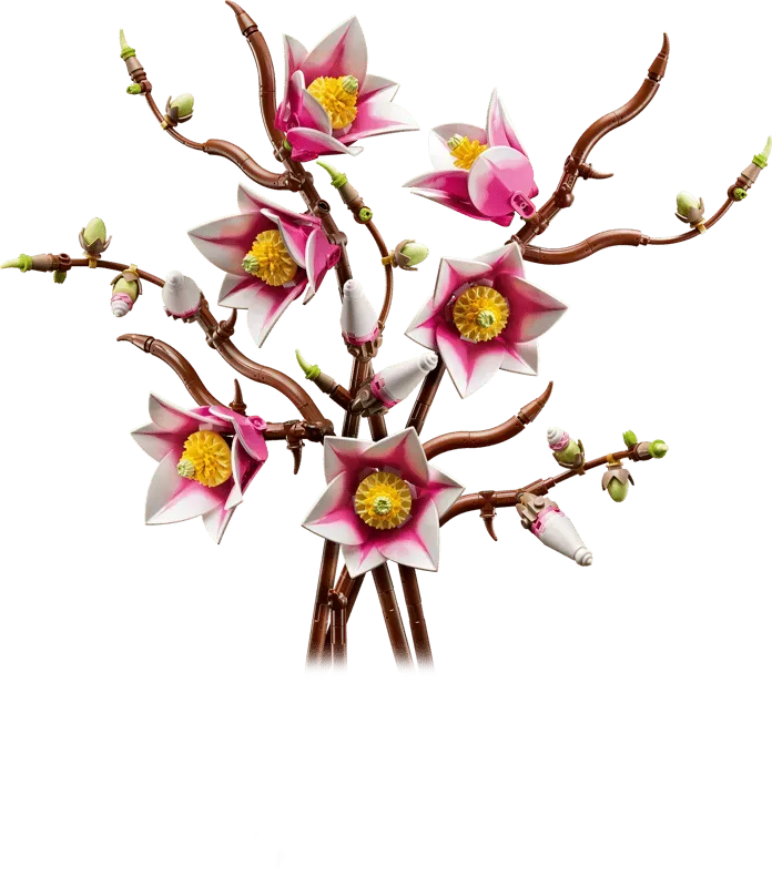 Assembled LEGO Magnolia Branches.