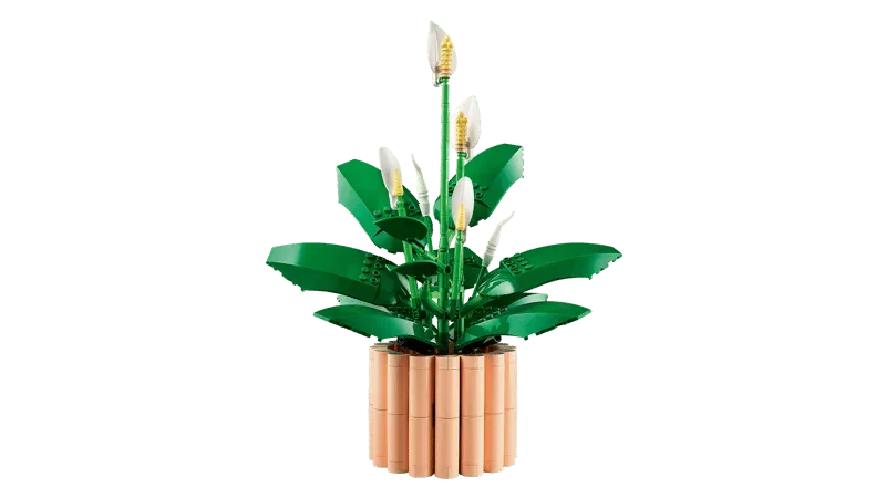 Front view of assembled LEGO Peace Lily.