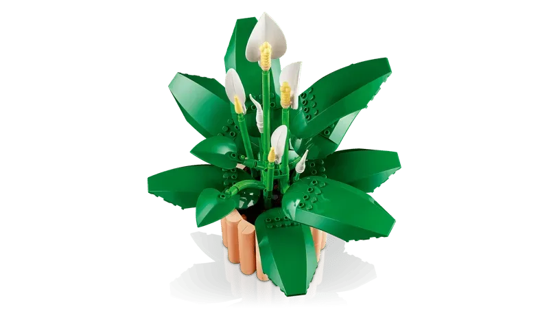 Top-down view of assembled LEGO Peace Lily.