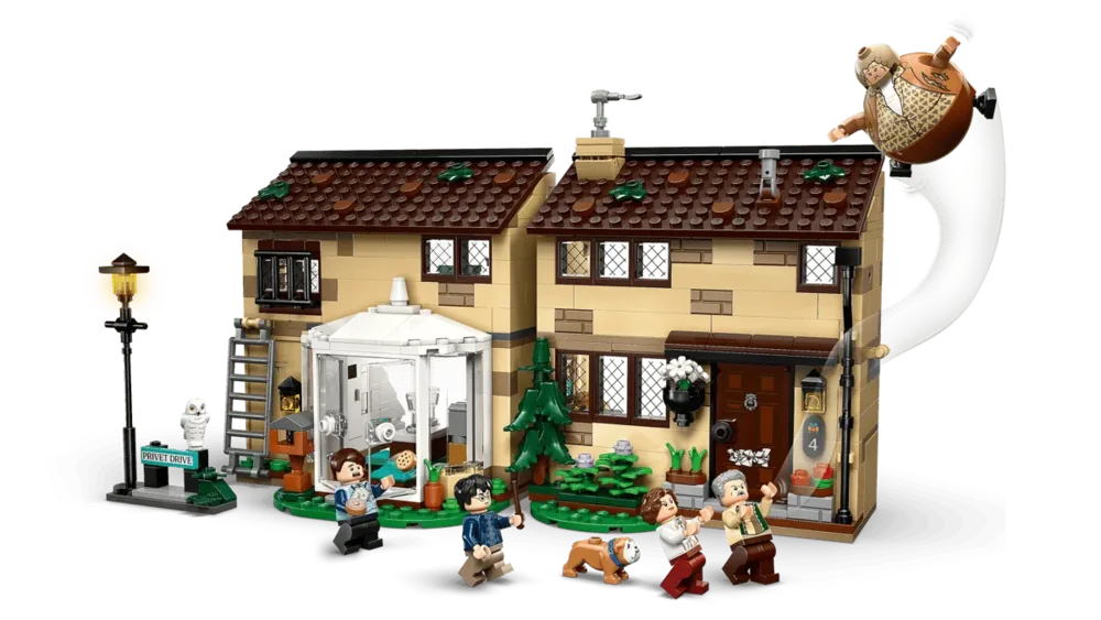 Open back of LEGO 4 Privet Drive showing interior.