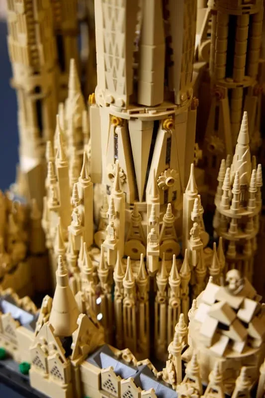 Close-up of spires and facade