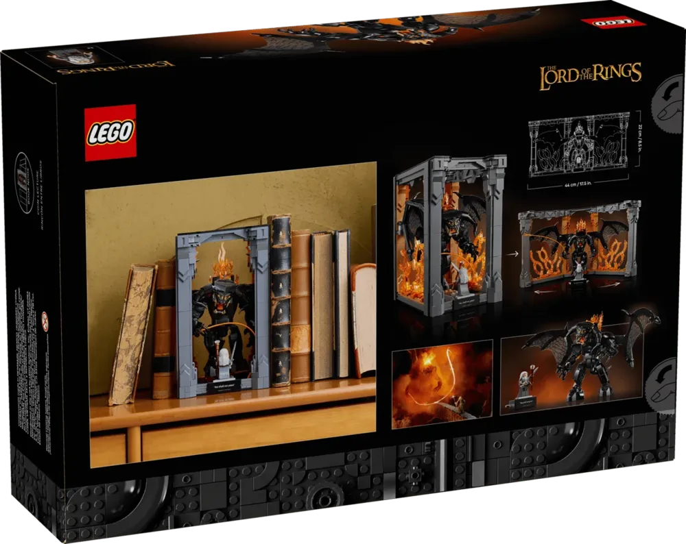 Back of LEGO Balrog Book Nook box details.