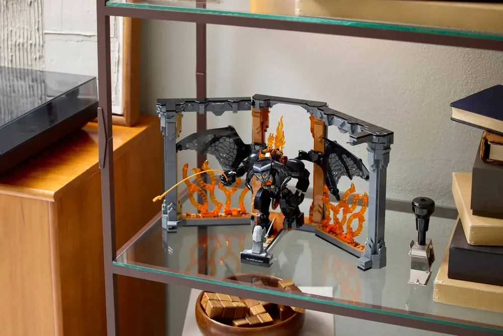 Balrog Book Nook on glass shelf.