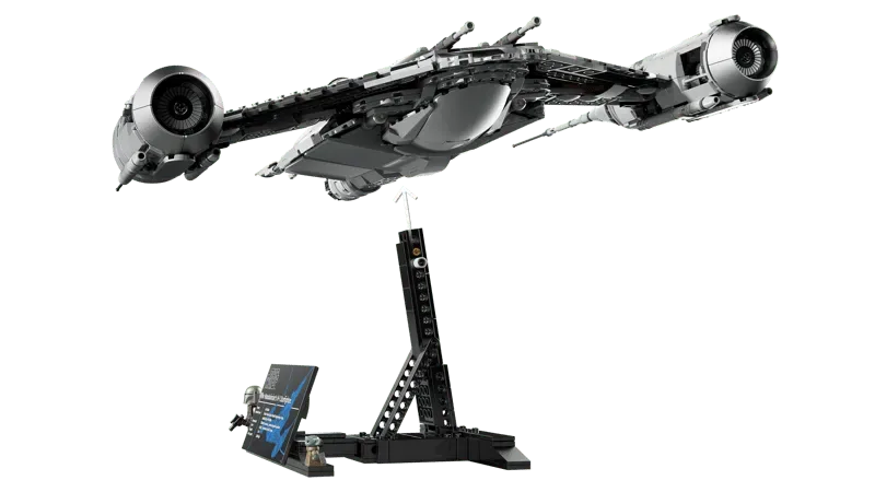 Underside view of Lego N-1 Starfighter UCS on stand