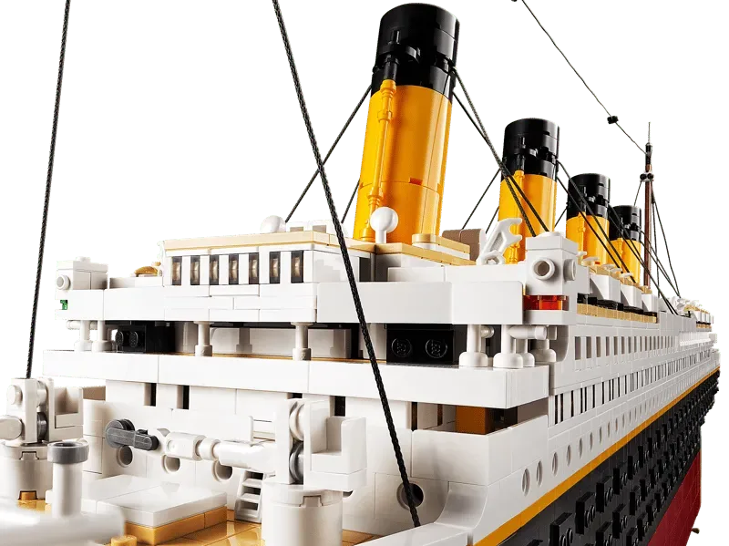 LEGO Titanic funnels and deck detail.