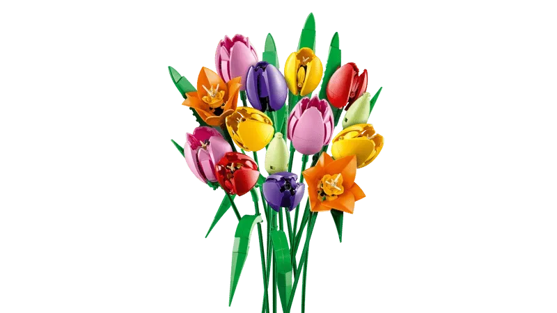 Assembled LEGO Tulip Bouquet.
