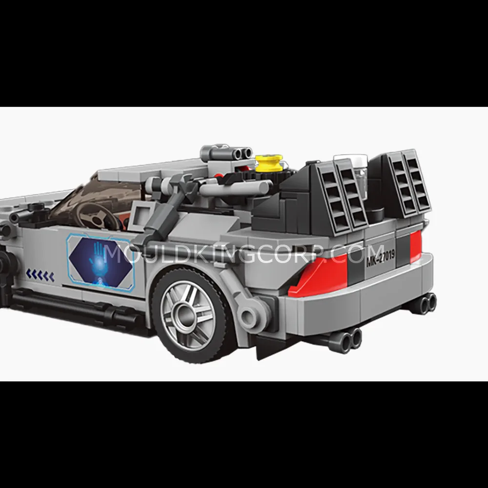 Rear view of DeLorean model