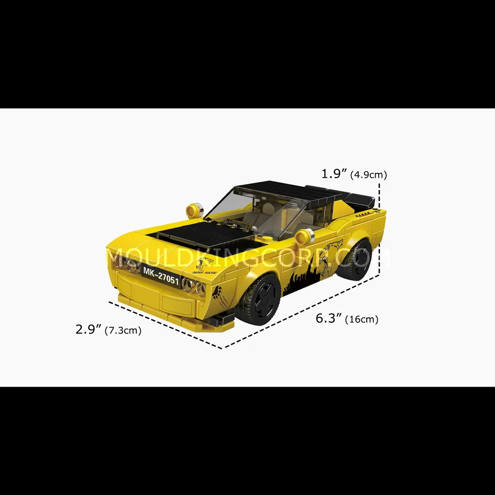 Yellow Mould King Challenger SRT car brick model.