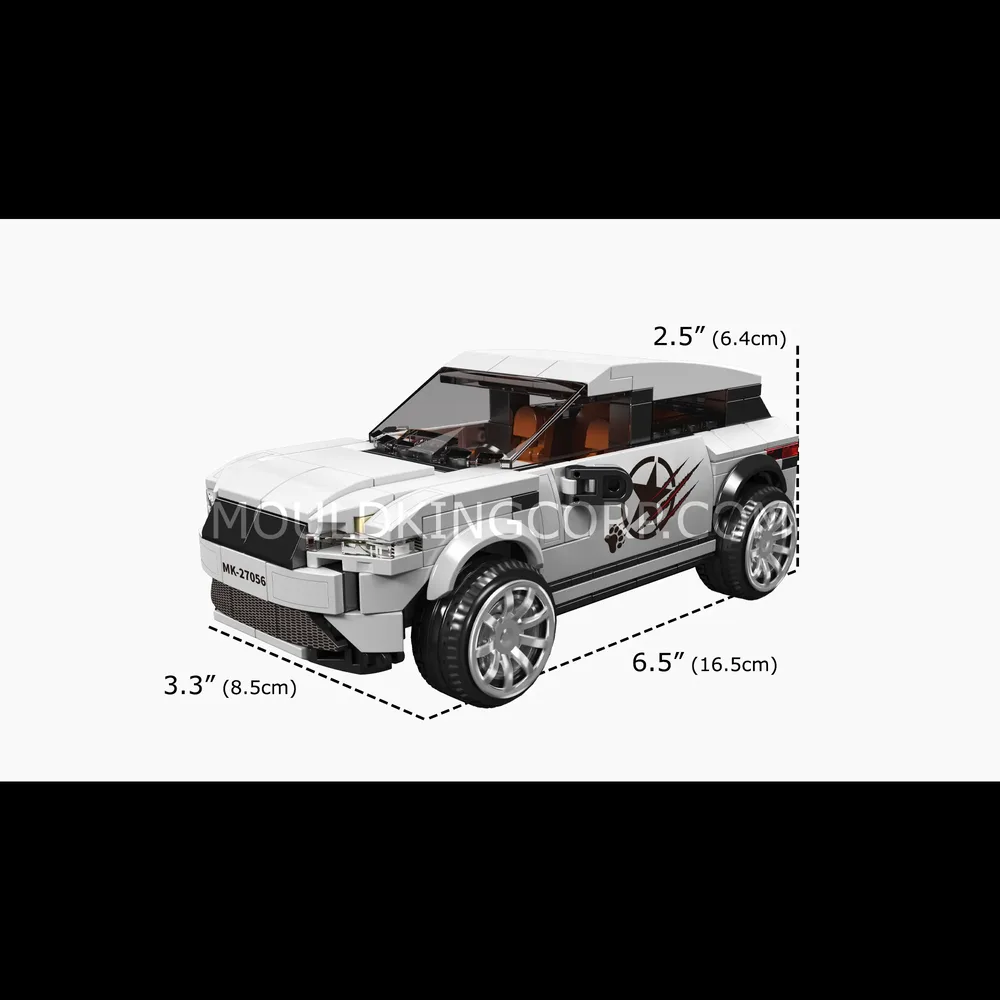 White brick SUV with dimensions.