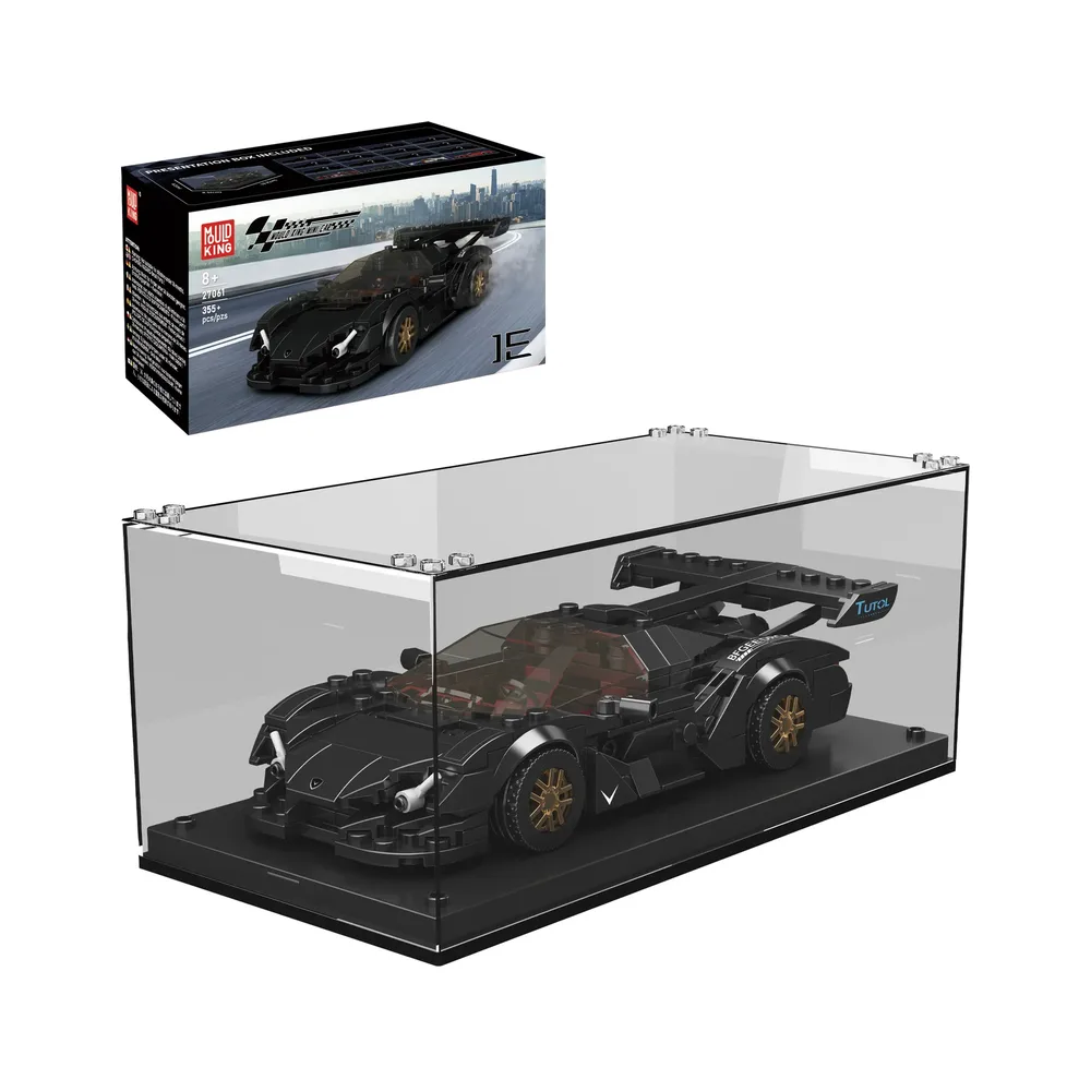 Mould King Apollo IE Supercar model in display case with product box