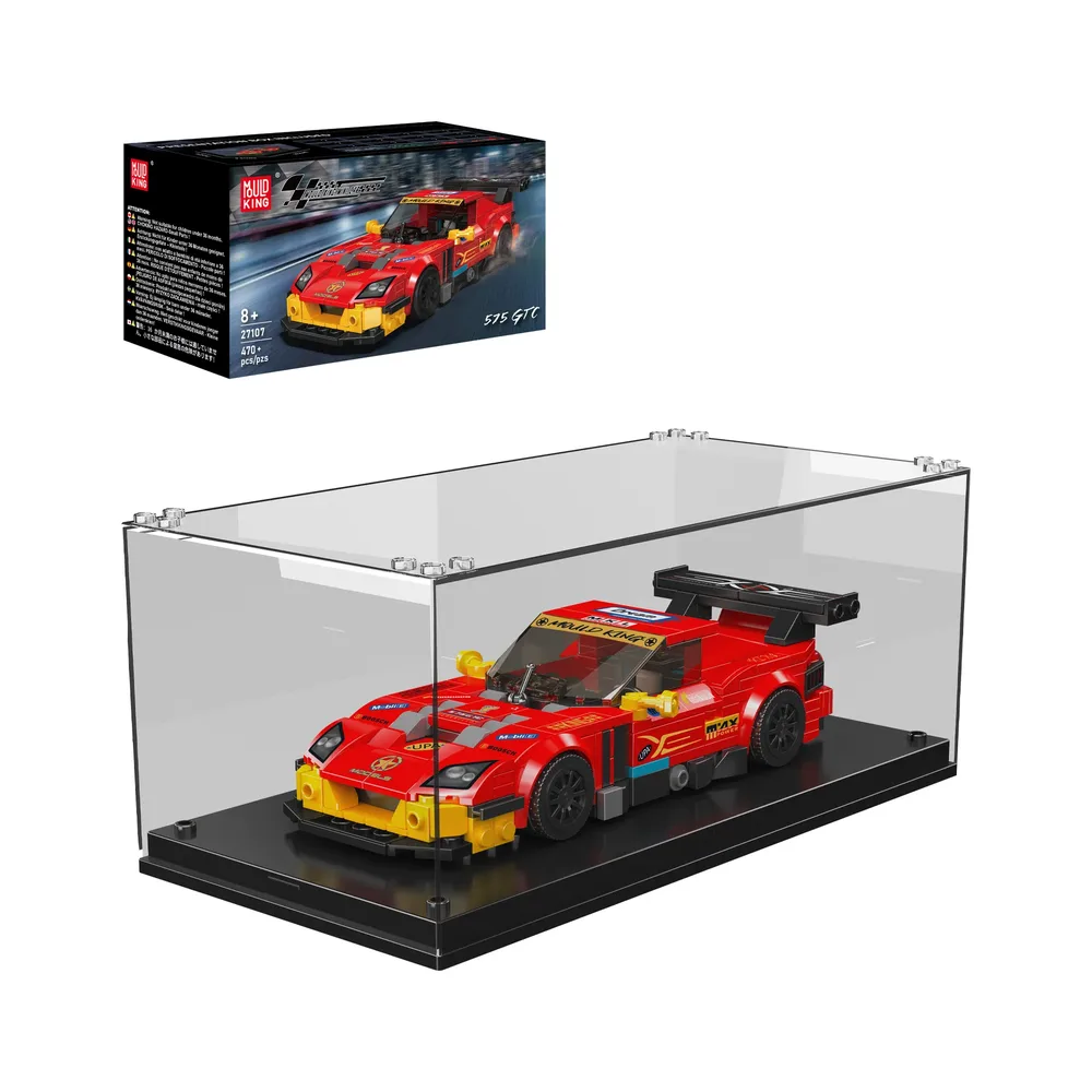 Mould King 575 GTC Race Car 27107 with box and display case.