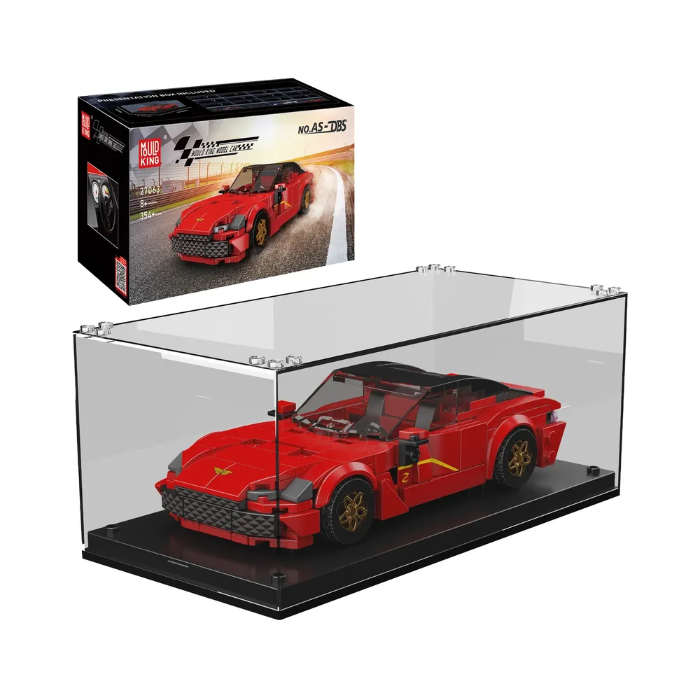 Mould King Aston DBS Coupe Car 27063 model and box with display case