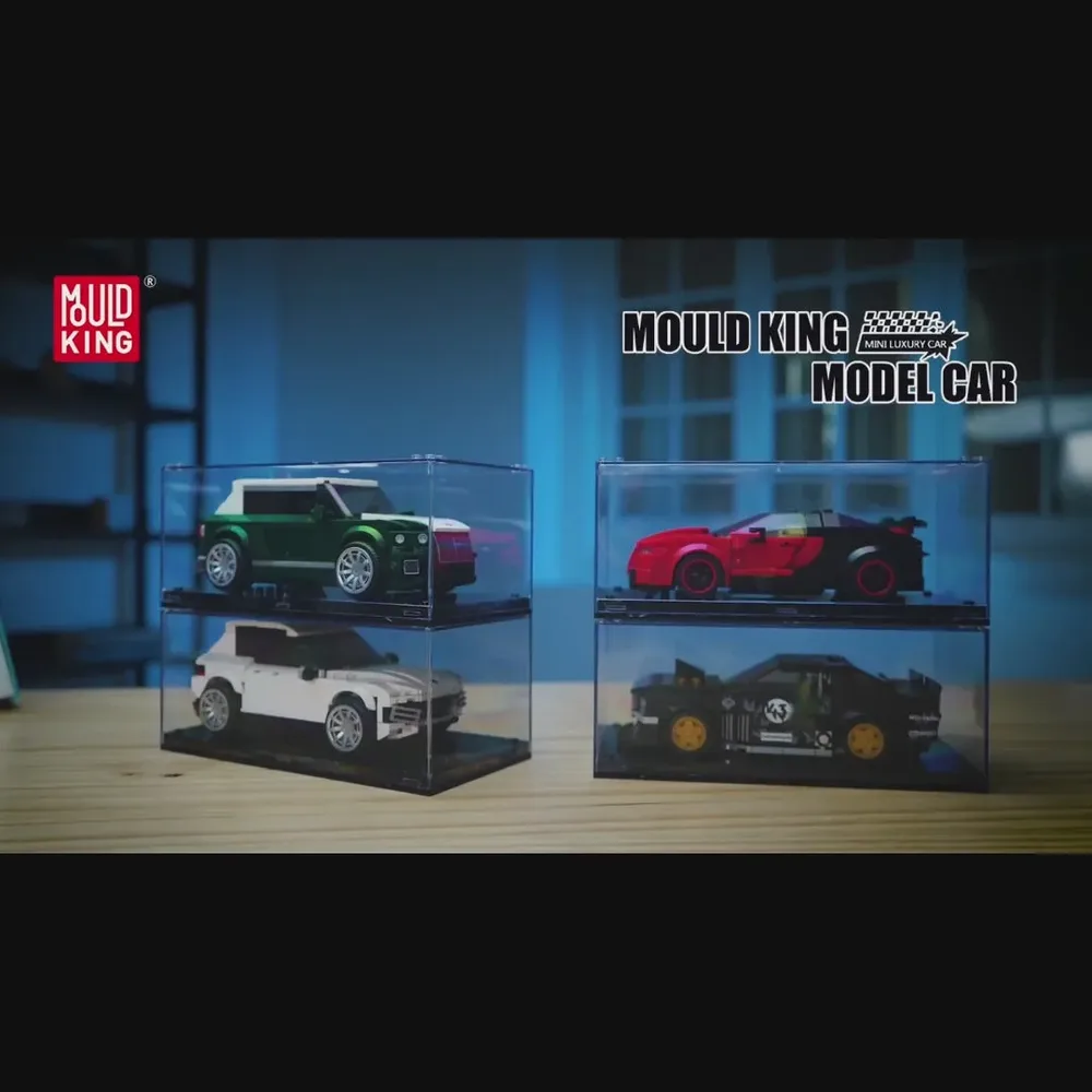 Mould King mini car collection display.