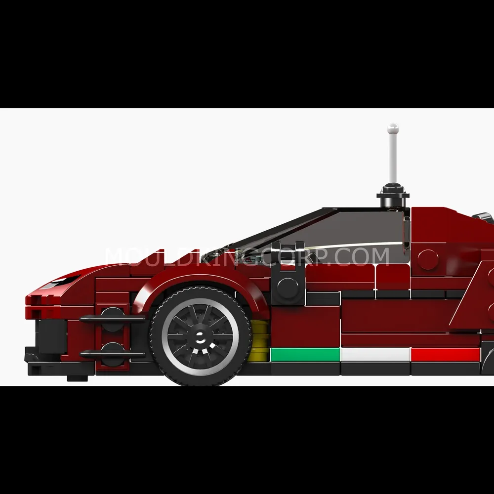 Supercar model side view with flag stripe.