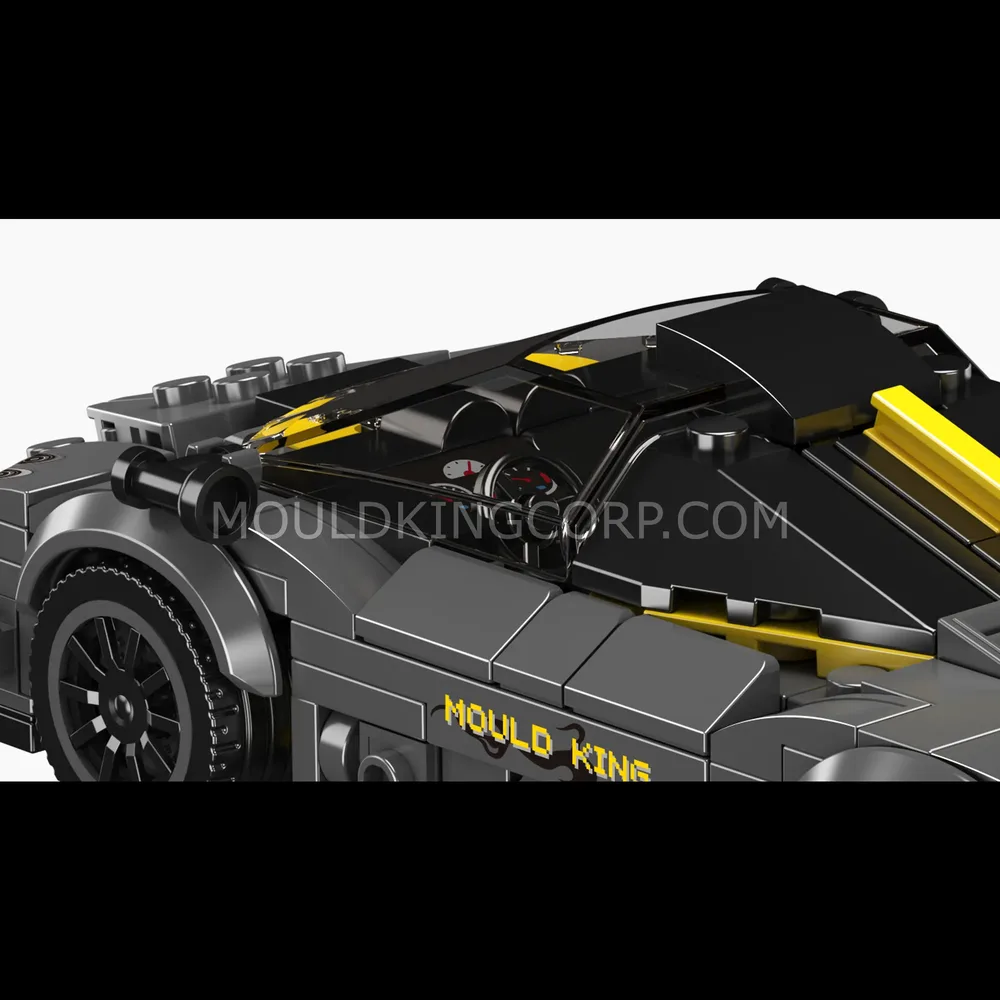 Supercar cockpit and side view.
