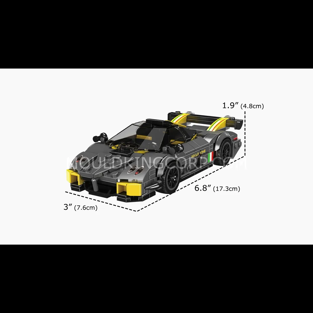 Supercar model with dimensions.