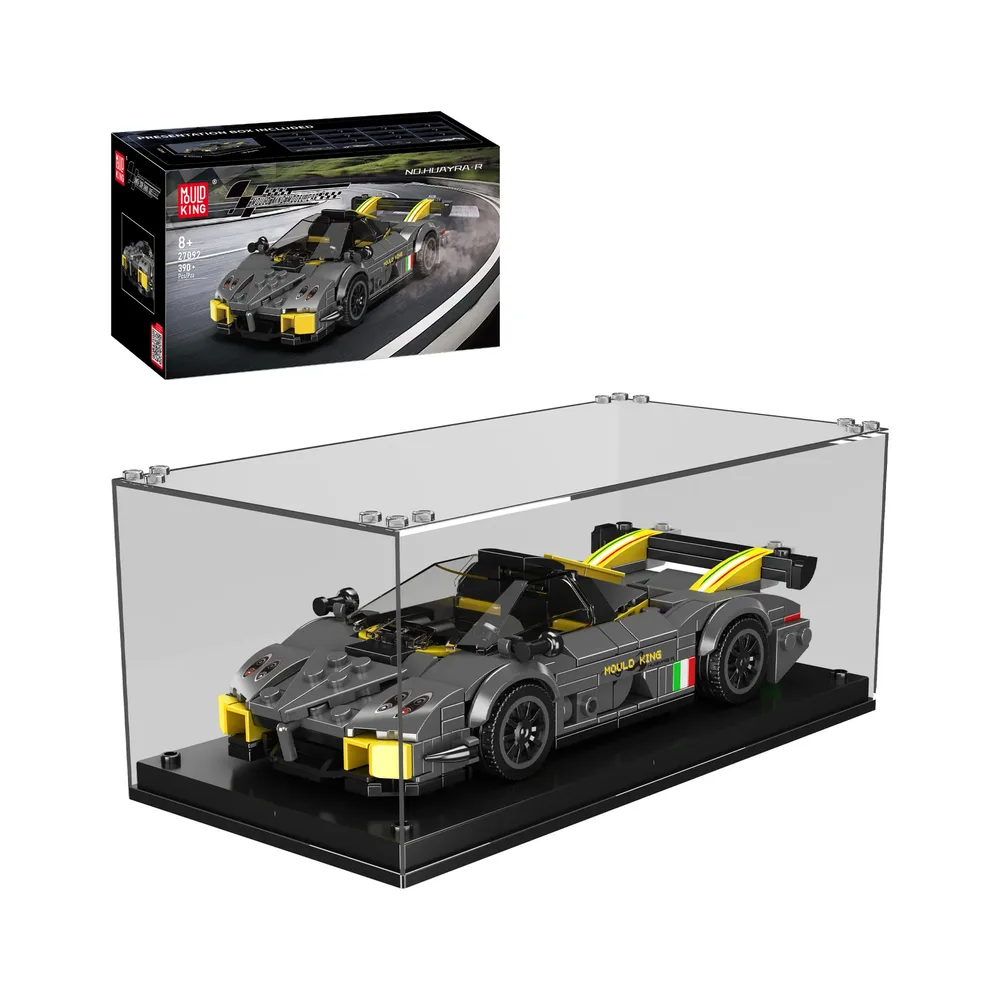 Mould King Huayra R Supercar 27092 with display case and original packaging box.