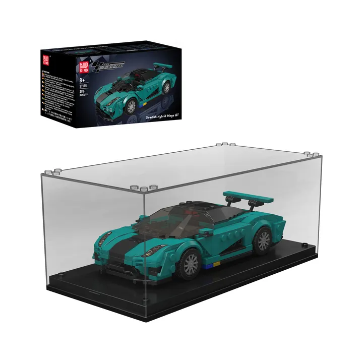 Mould King Regera Swedish Hypercar 27135 in clear display case with product box.