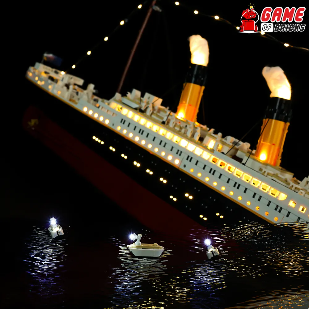 LEGO Titanic illuminated by Game of Bricks sound and remote light kit