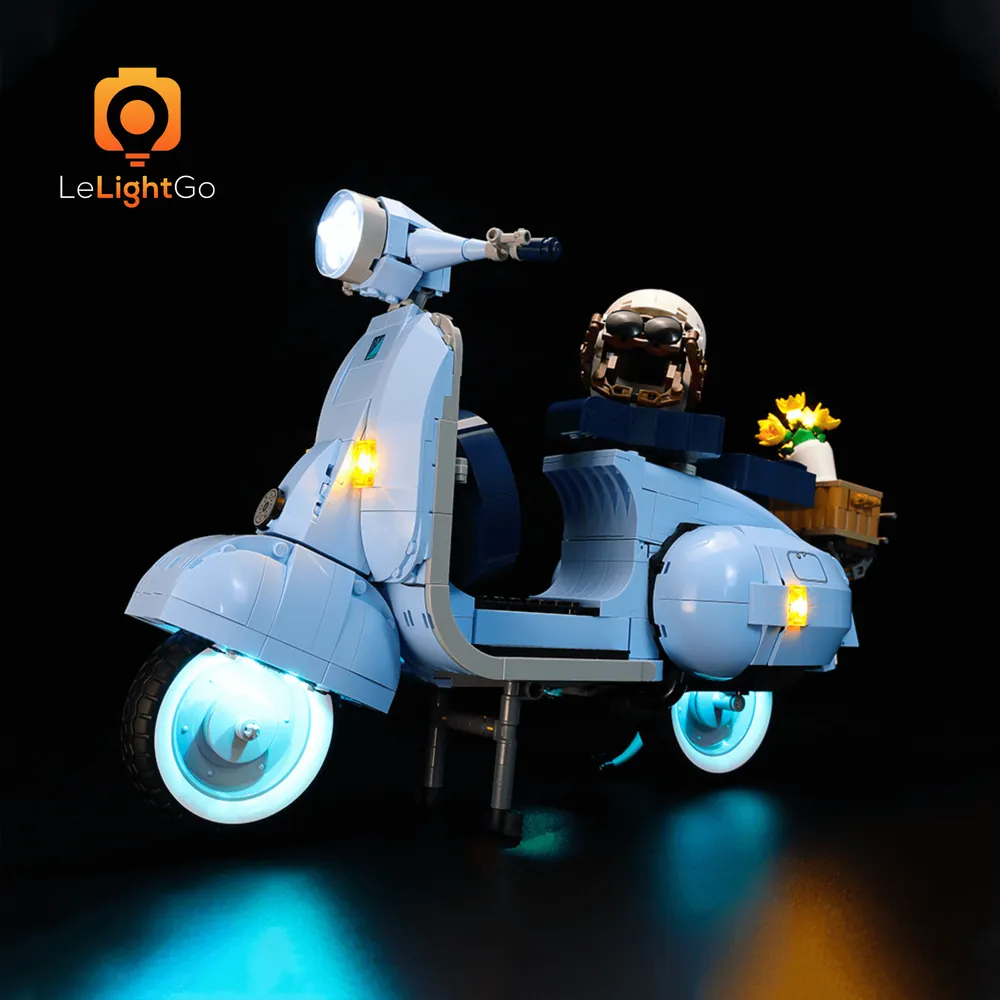 LeLightGo light kit for LEGO Vespa 125 with modular micro-LEDs and remote sound capability