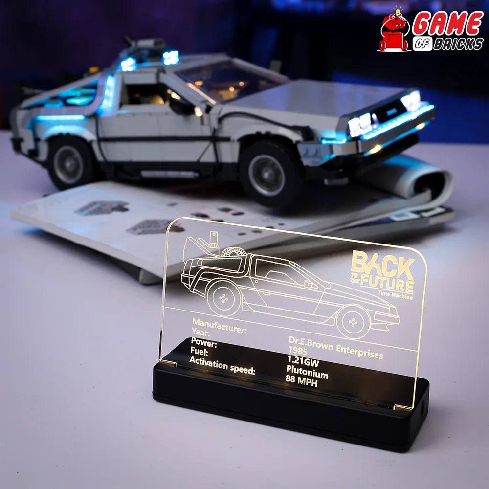 Game of Bricks LED nameplate for LEGO 10300 DeLorean