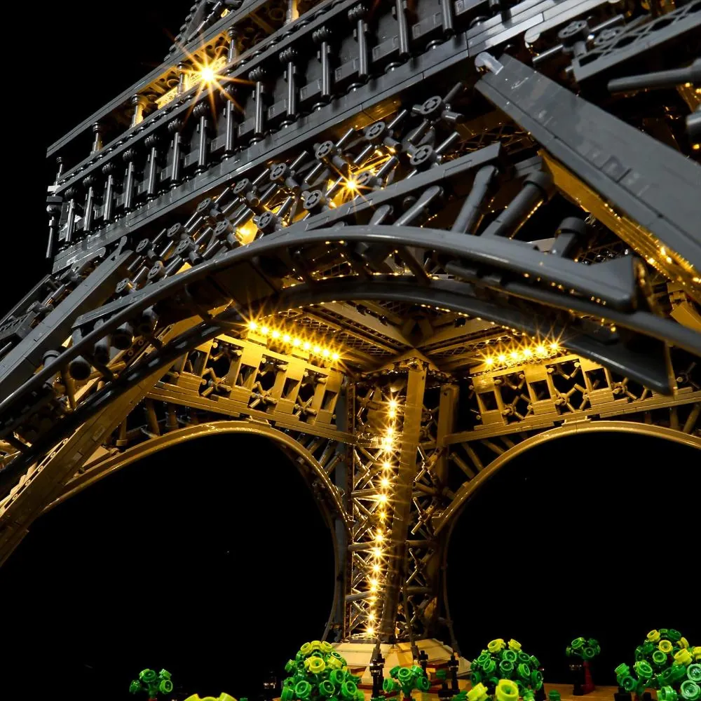 LEGO Eiffel Tower 10307 illuminated with Lightailing pre-soldered LEDs