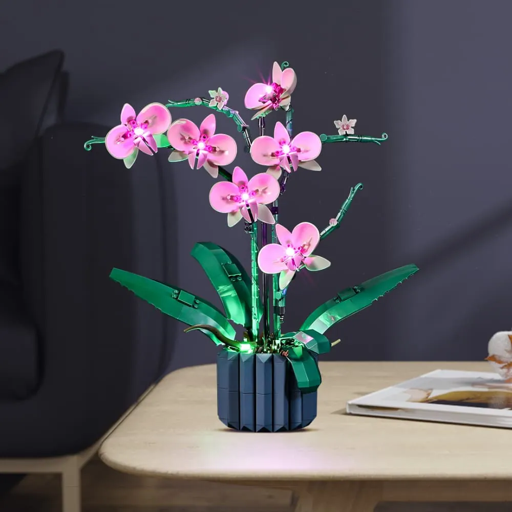 Lightailing LED kit for LEGO Orchid 10311 with pre-soldered harness illuminating petals and pot