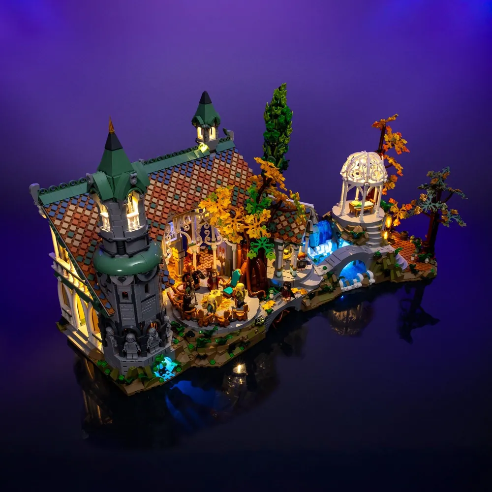 Premium LED kit for LEGO Rivendell 10316 with comprehensive lighting zones