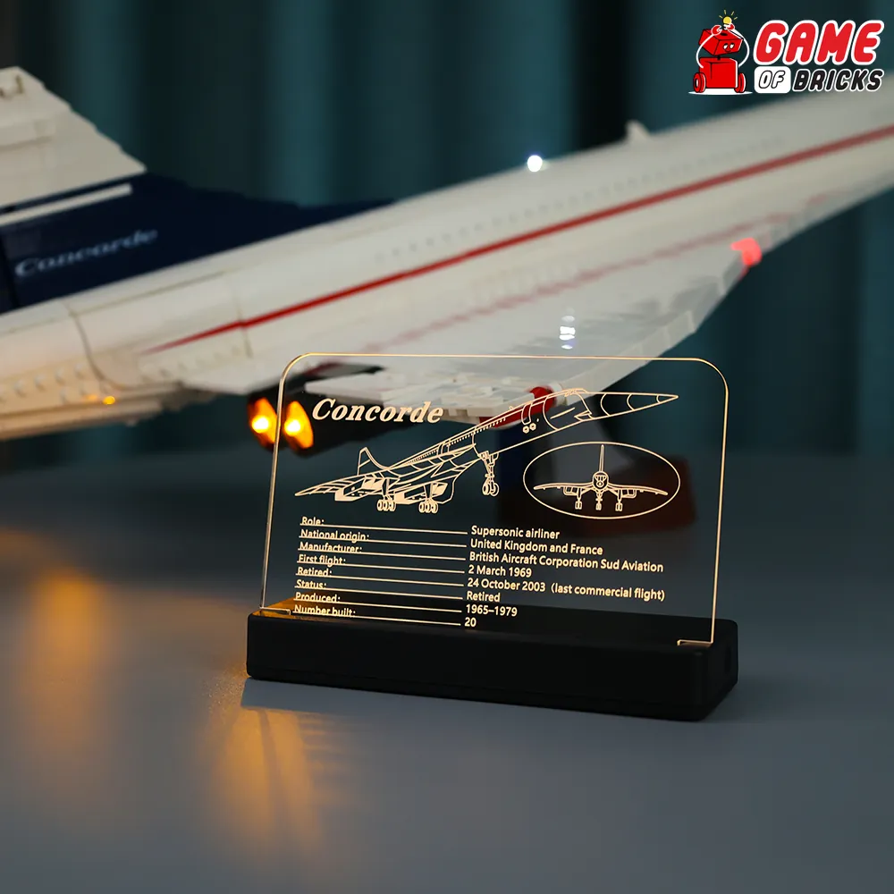 Game of Bricks LED nameplate for LEGO Concorde 10318