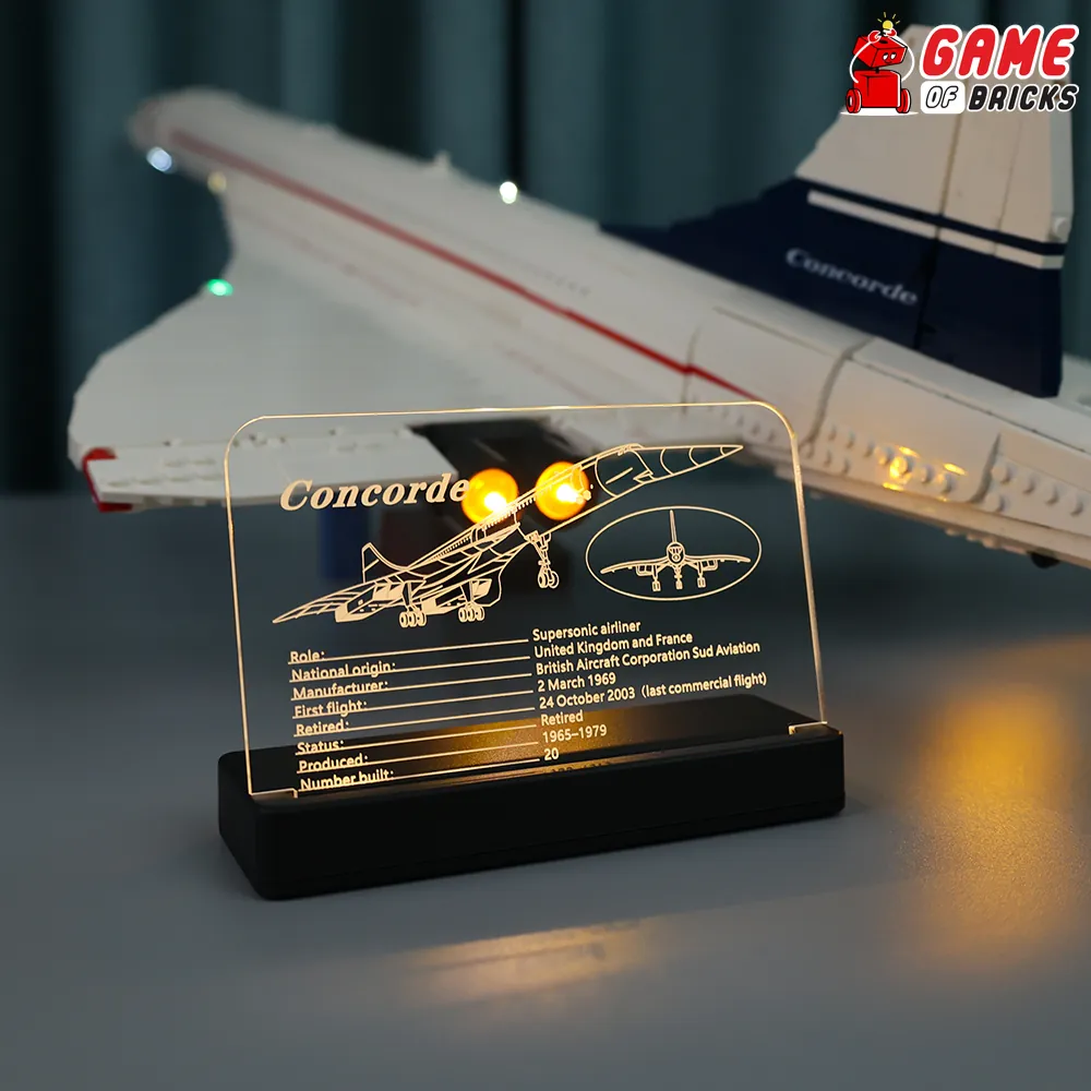 Game of Bricks Concorde lit with standard gauge LEDs