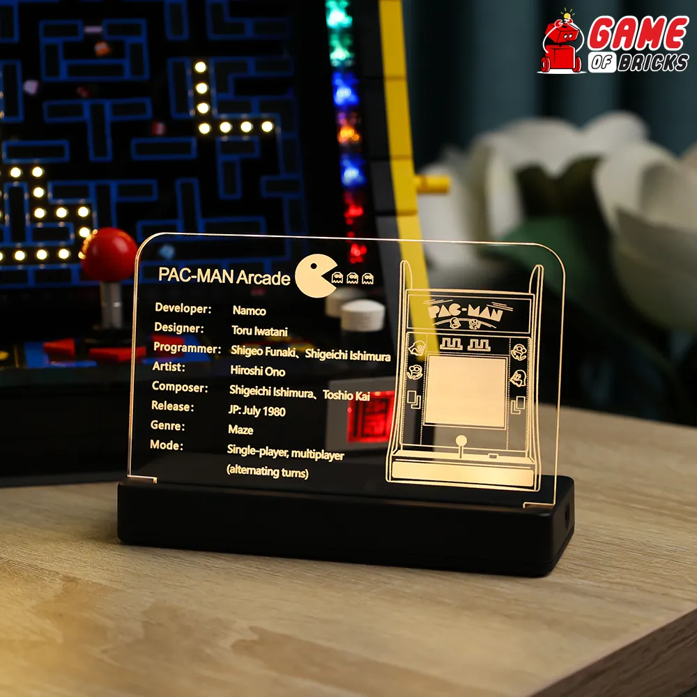 Game of Bricks LED nameplate for LEGO PAC-MAN Arcade 10323