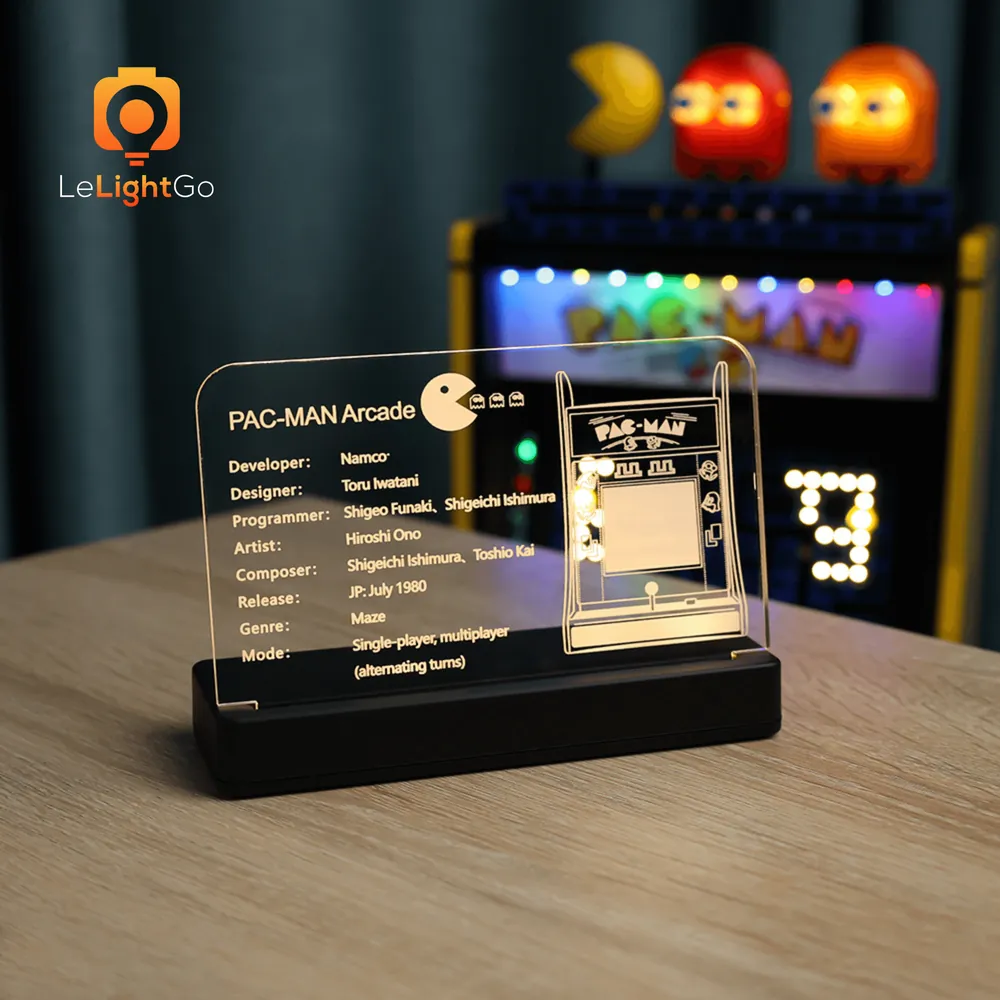 LeLightGo LED nameplate for LEGO PAC-MAN Arcade 10323