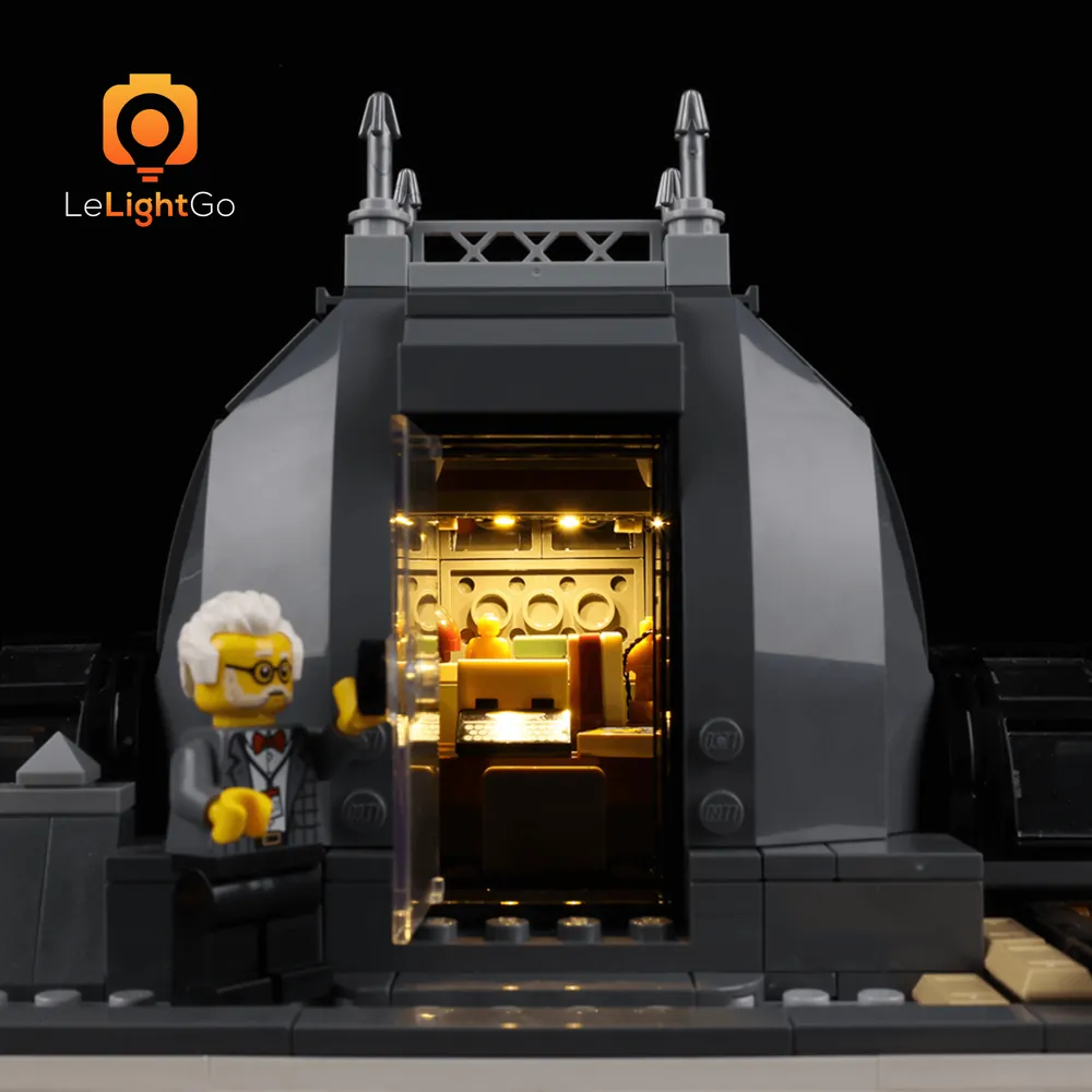Close-up of LeLightGo modular micro-LEDs arranged on LEGO Natural History Museum 10326