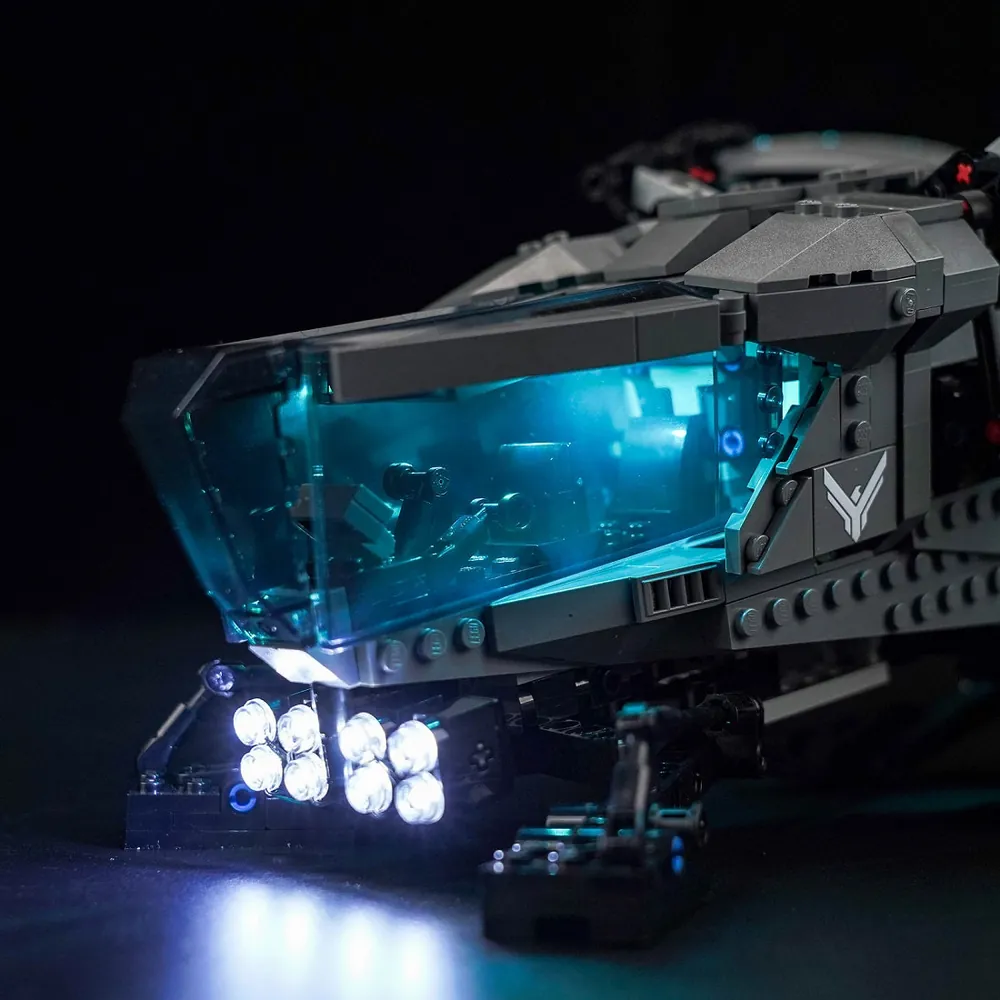 BrickBling modular micro-LEDs illuminating the wings of LEGO 10327