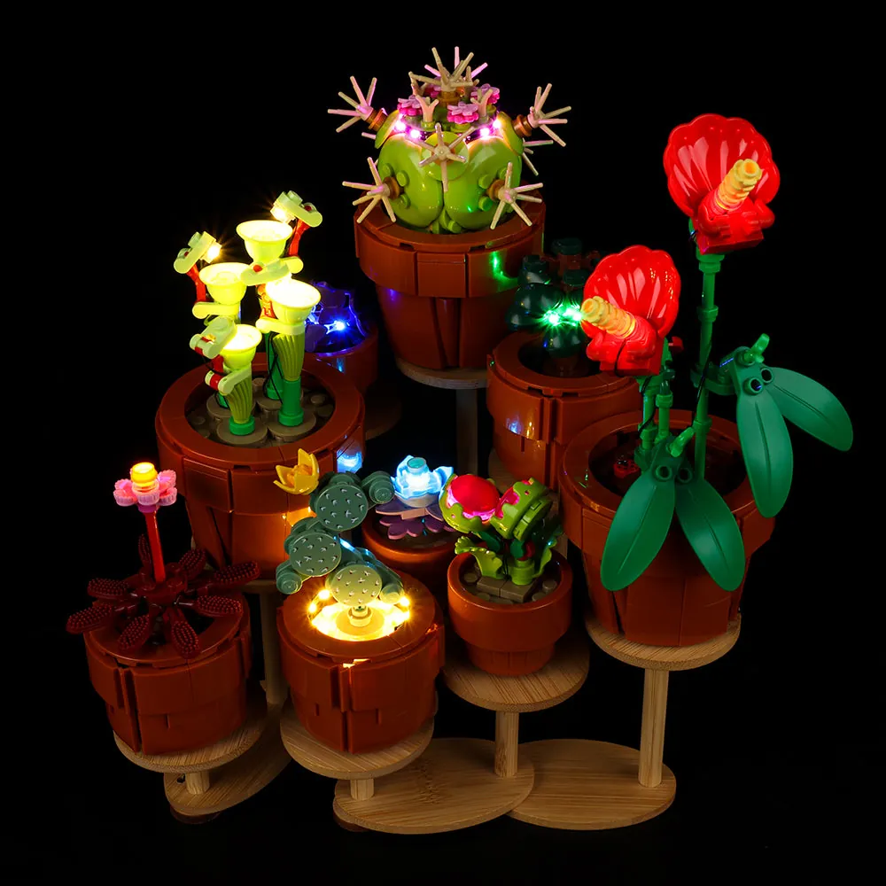 Game of Bricks LED kit for LEGO Tiny Plants 10329 with modular expansion boards and stand