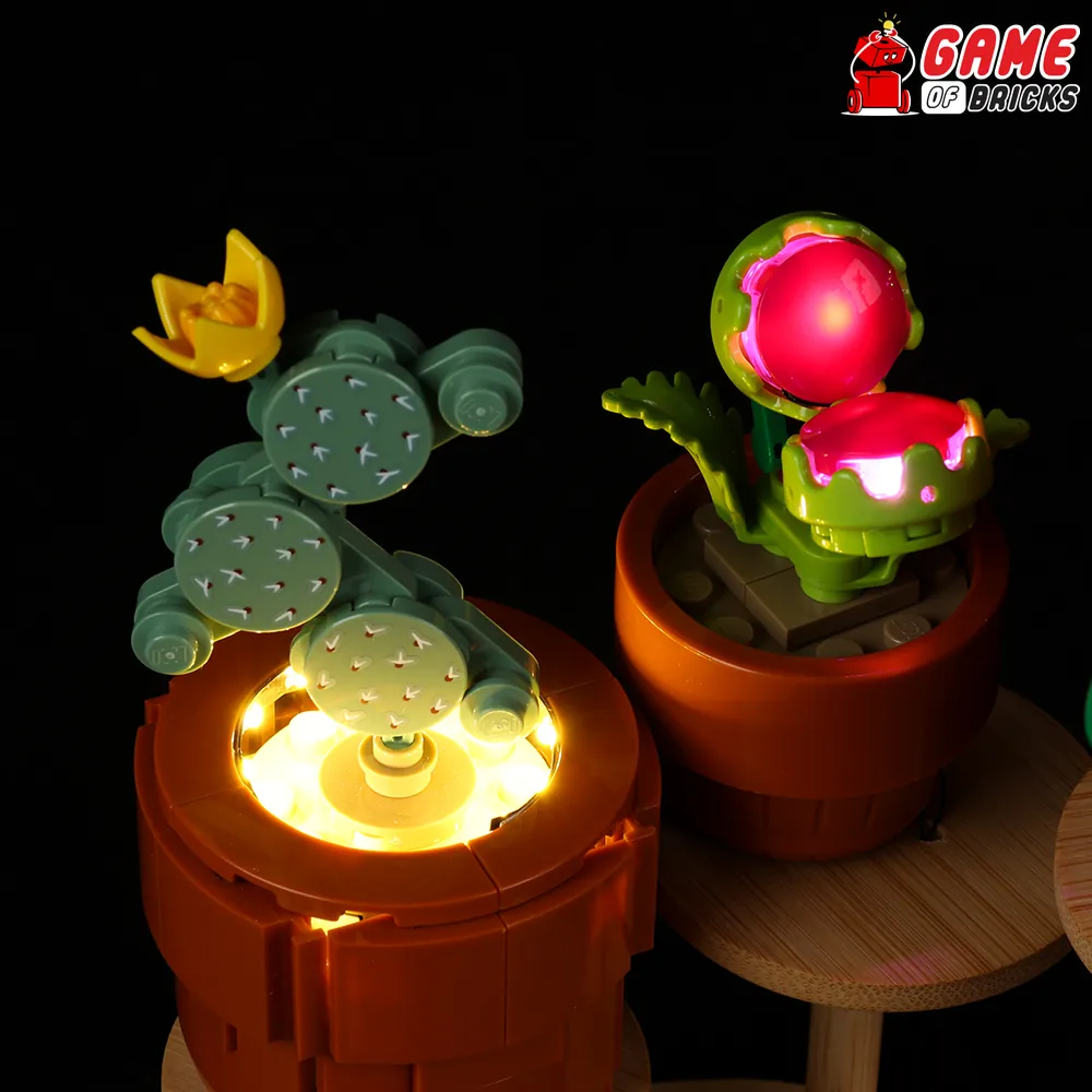 Game of Bricks Lights + Stand variant for LEGO 10329 with illuminated succulents