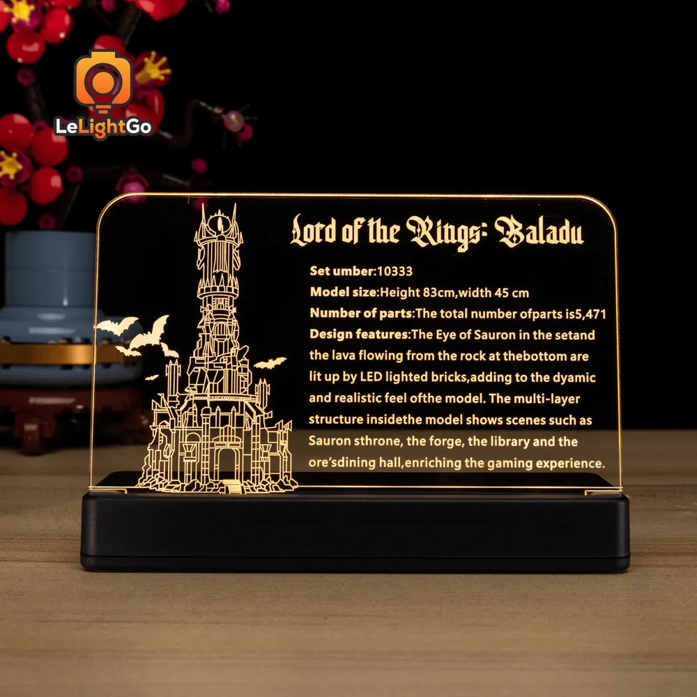 LeLightGo LED nameplate for LEGO Barad-dûr