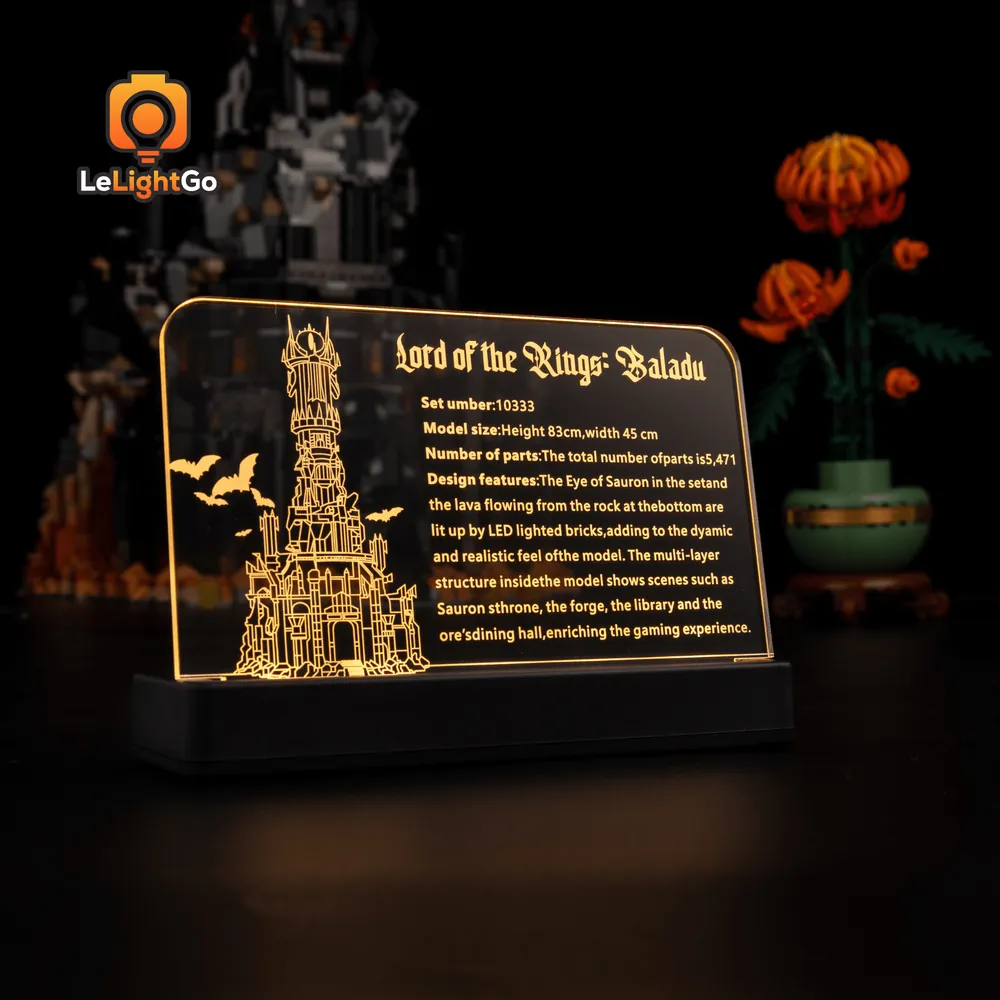 LeLightGo micro-LED nameplate for LEGO Barad-dûr