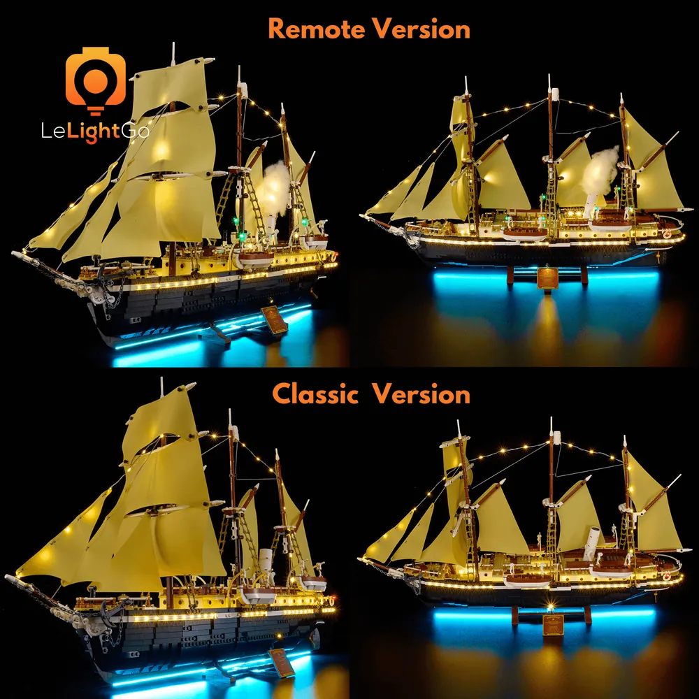 LeLightGo LED kit illuminating the hull of LEGO Endurance